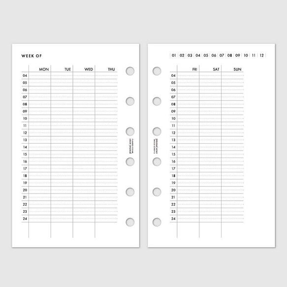 ミニ6サイズ・システム手帳リフィル／バーチカルタイプのウィークリー【CBMI_WL02】 2枚目の画像