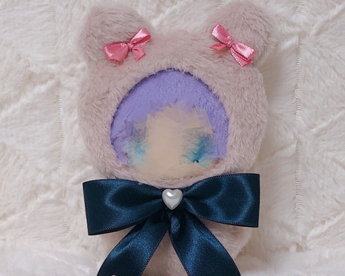 クマ耳着ぐるみ ~ピンクベージュ~ EXマスコットサイズ ぬい服 クマ耳着ぐるみ ~ピンクベージュ~ EXマスコットサイズ ぬい服