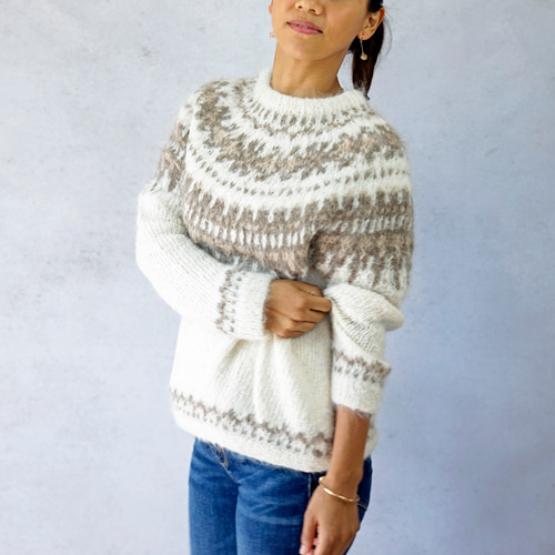 ラスト1点【即納可】アルパカ・ノルディック柄ふわふわニット（N