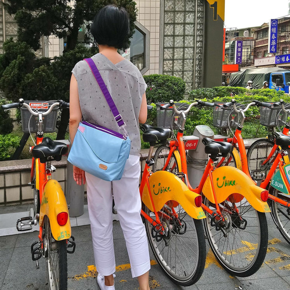 リサイクル防水繊維、一つが二つのバッグに変えて使用、台湾製(seisei遊youバッグ_クリアスカイブルー) 14枚目の画像