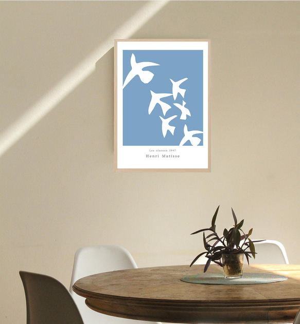 【人気アートポスター】B3以上　名画　アンリマティス　インテリアポスター　インテリアフォト　鳥　ブルー　風水　 3枚目の画像