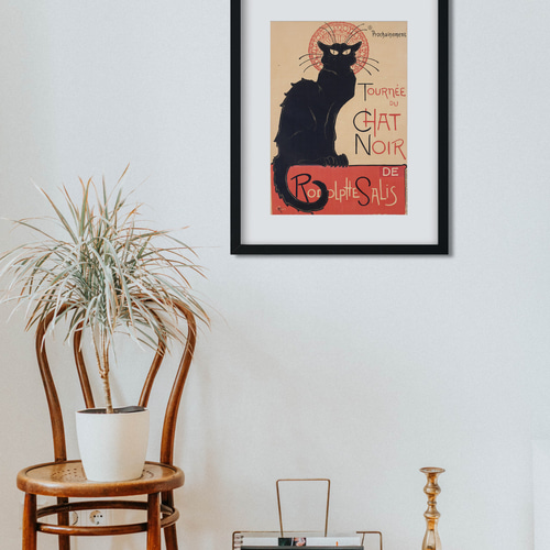 NO.169】レトロな黒猫のイラストアートポスター☆アニマルモダンモッズ