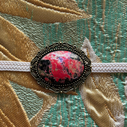 再販　ビンテージ素材の昭和レトロな帯留め「歌舞伎Ⅱ」 6枚目の画像