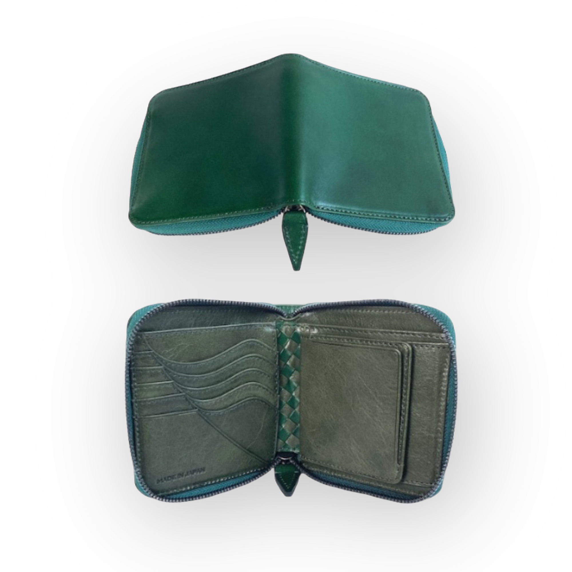 ”番外編”Basicラウンドファスナーミドル イタリア産ブッテーロ<Green>×バローロ＜Olive Green＞