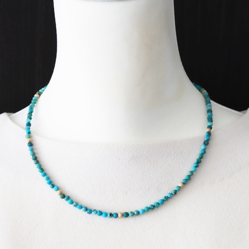 再版×10】ターコイズのビーズネックレス 天然石×ゴールド 旅のお守り