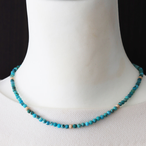 再版×10】ターコイズのビーズネックレス 天然石×ゴールド 旅のお守り