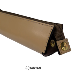 ファスナー付本革ペンケース 本革 牛革 おしゃれ シンプル かわいい 筆箱 三角 ブランド 日本製 L.C.TANTAN 3枚目の画像
