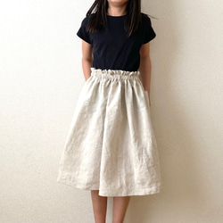 丈が選べる♪【80〜140サイズ】こども服 リネンのギャザースカート リネンスカート 1枚目の画像