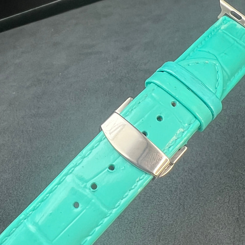 アップルウォッチ 牛革 本革 レザーベルト Dバック ティファニーブルー