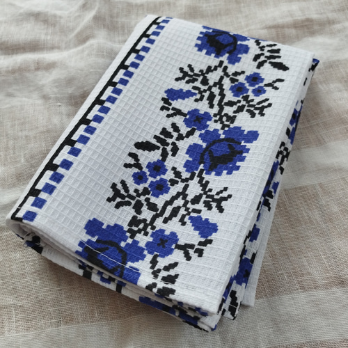 東欧の花咲くマルチクロス コットンワッフルタオル ウクライナ伝統