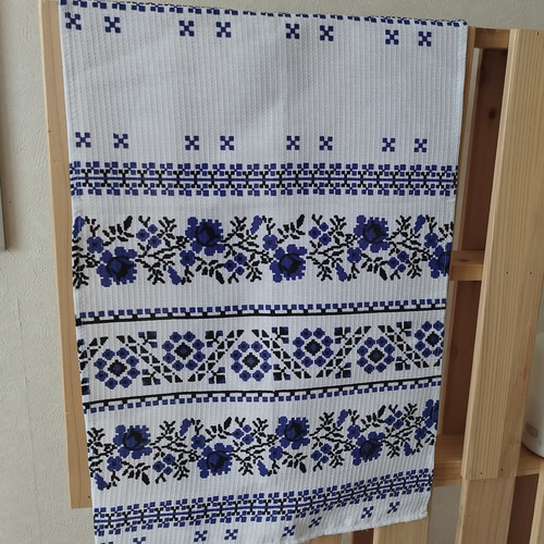 東欧の花咲くマルチクロス コットンワッフルタオル ウクライナ伝統