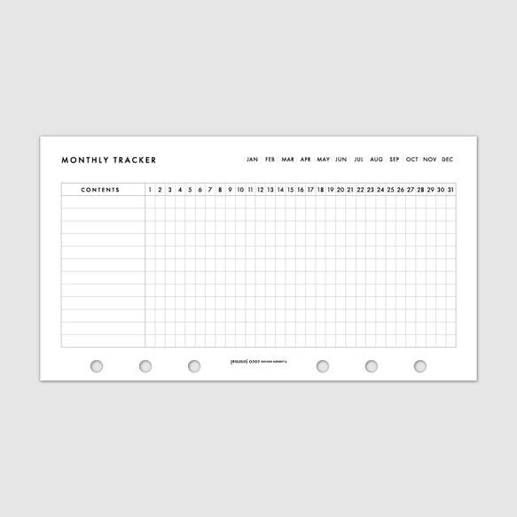 バイブルサイズ・システム手帳リフィル／1ヶ月の習慣が記録できるマンスリートラッカー【CBBI_CL01】 3枚目の画像