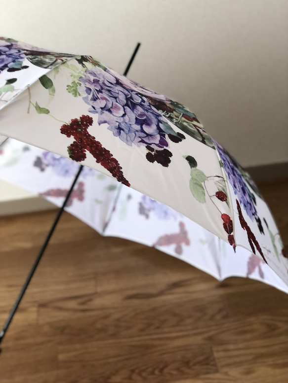 【受注生産】薄紫のバラと紫陽花の雨傘　紫陽花ハンドメイド2024 15枚目の画像
