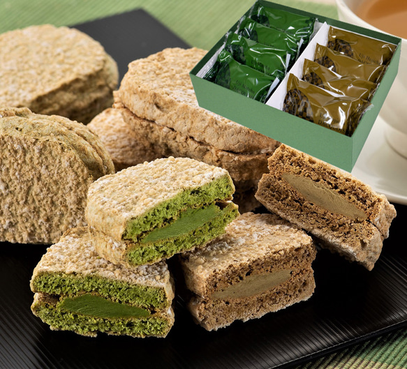 宇治抹茶・ほうじ茶ダックワーズ 8個入 焼き菓子 ギフト ダクワーズ 抹茶スイーツ プレゼント お歳暮 京都 きよ泉 1枚目の画像