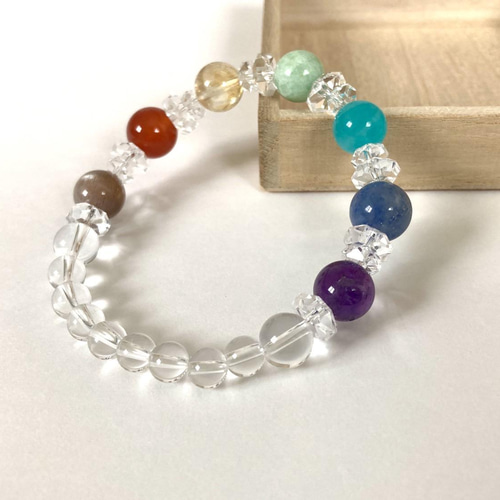 虹彩のそよぎ◇心に虹をかけたような七色のカラフルブレスレット】幸福