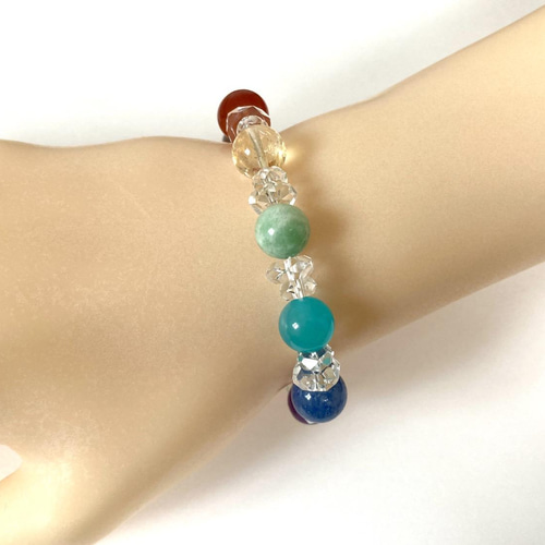 虹彩のそよぎ◇心に虹をかけたような七色のカラフルブレスレット】幸福