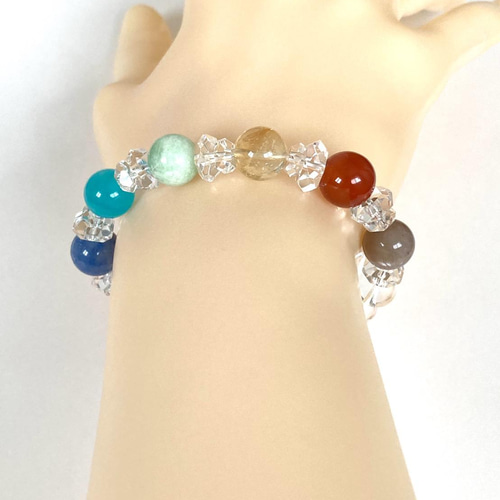 虹彩のそよぎ◇心に虹をかけたような七色のカラフルブレスレット】幸福