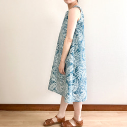 Plumeria 喇叭形連衣裙 [S ~ 3L] Teal x Light blue 第11張的照片