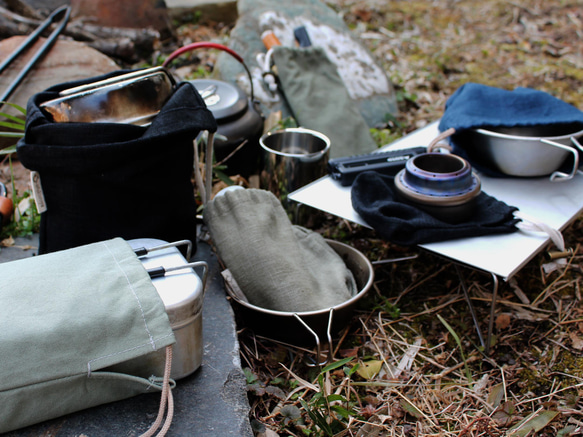 Kinchaku Outdoor メスティン用 リネンキャンバス ブラウン [メスティンケース リネン 無地 麻] 12枚目の画像