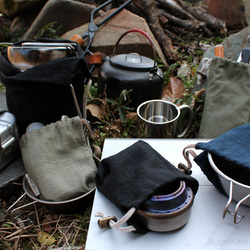 Kinchaku Outdoor メスティン用 リネンキャンバス ブラウン [メスティンケース リネン 無地 麻] 13枚目の画像