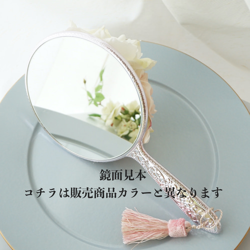 再再販】姫系 ロココ調 インテリアにもなるお花のハンドミラー ピンク