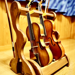 2台セット】手作り木工 木製バイオリンスタンド （ニス仕上げ） 1本