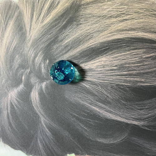 レジンヘアゴム3連お花たっぷりターコイズ天然石ブルービジュー