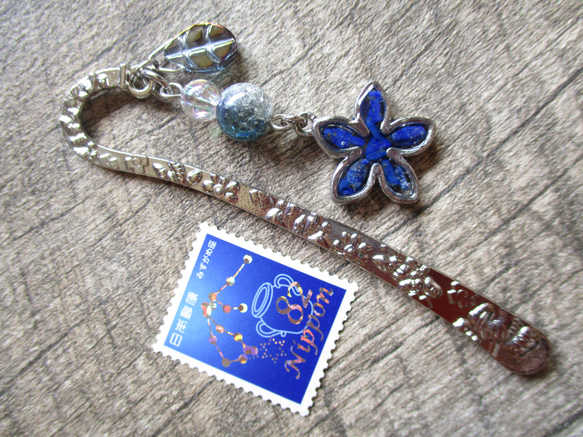 ◇570 ラピスラズリの青い花　ブックマーク  ※小サイズ・文庫本用 5枚目の画像