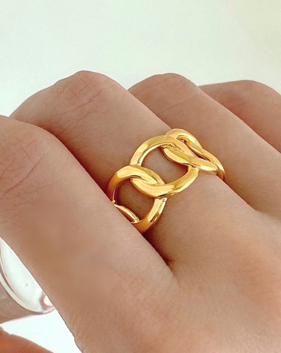 大ぶりwide chain 18kgpゴールド＊ピンクゴールドリングR1887