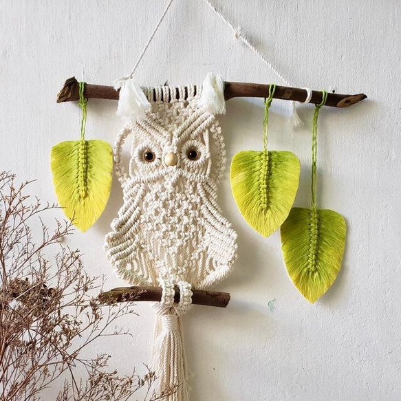 NO.403『マクラメ・タペストリー・ふくろう』 マクラメタペストリー フクロウ♡ タペストリー・壁掛け Vin-Market's