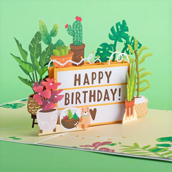 ポップアップグリーティングカード　Happy Birthday Plants 1枚目の画像