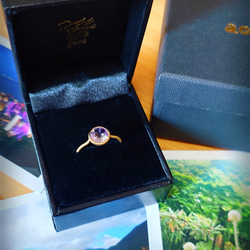 希少 まどろみなアメジストエレスチャルクォーツ K18 リング 指輪