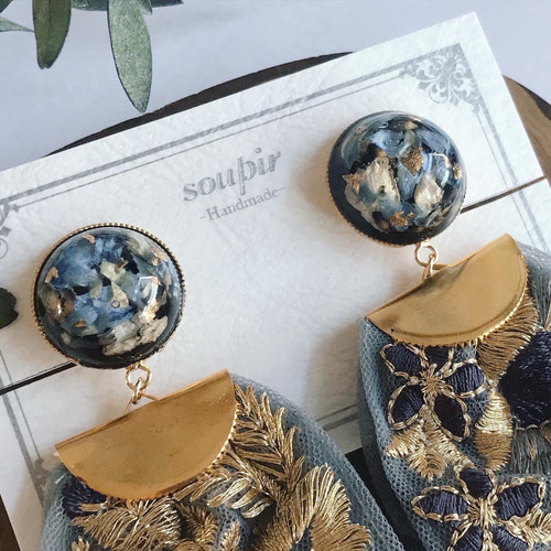 メルマガ掲載】大ぶりインド刺繍リボンタッセルイヤリング/ピアス