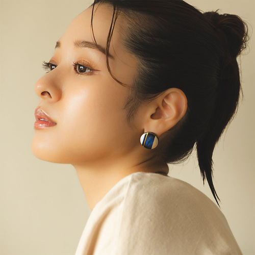 美濃焼 陶器 クラシックライン ピアス／イヤリング｜藍 ネイビー
