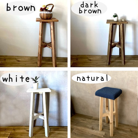 木製スツール　サイドテーブルとしても使える！　四角い　イス　アンティーク風　チェアー　 ブラウン 4枚目の画像