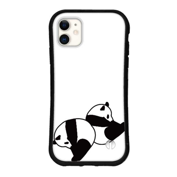 送料無料 iPhone15 14 pro mini SE スマホケース iface型 カバー かわいい パンダ ペア 3枚目の画像