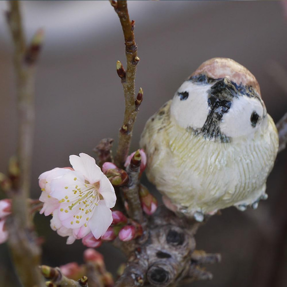 麻雀雕像（1 個陶瓷鳥雕像） 第9張的照片