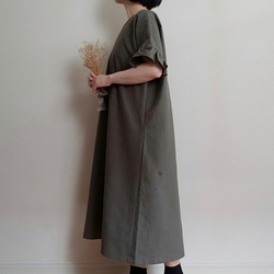 〈全９色〉Creema限定　 Hirahirasode one piece harf linen canvas璃寛茶 6枚目の画像