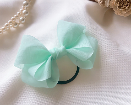 レジンヘアゴム ミントグリーン 爽やか 春夏 大人ヘアゴム おしゃれ