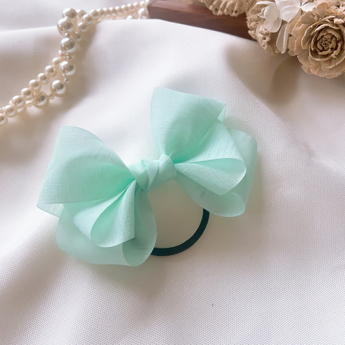 レジンヘアゴム ミントグリーン　爽やか　春夏 レジンヘアゴム ミントグリーン爽やか春夏