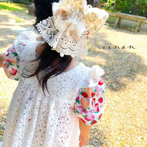 受注制作】こども服 七五三被布エプロン 花柄レース・Aタイプ 受注制作】こども服 七五三被布エプロン 花柄レース・Aタイプ