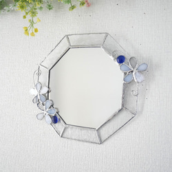 ✴︎:.。.ベージュの八角形鏡♪　（size20/max22）ステンドグラス ✴︎:.。.ベージュの八角形鏡♪ （size20/max22）ステンドグラス