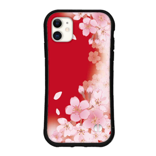 iPhone カバー ケース 桜 初志貫徹 ラップ塗装 黒桜 - 和風 立体型 iPhoneケース / T003000K【Three