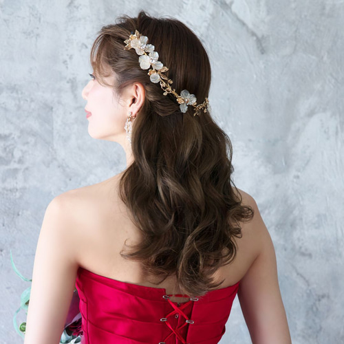 ヘッドドレス【ビアンカ】H-151|小枝 リーフ ヘアアクセ ウエディング 