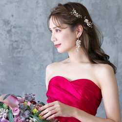 イネスイヤリング/ピアスTE-09|小枝 リーフ 花 フラワー 結婚式 ウエディング 大ぶり パーティー 披露宴 花嫁 9枚目の画像