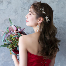 イネスイヤリング/ピアスTE-09|小枝 リーフ 花 フラワー 結婚式 ウエディング 大ぶり パーティー 披露宴 花嫁 10枚目の画像