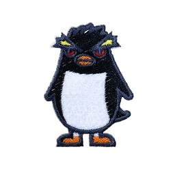 刺繍ワッペン　海の生き物【イワトビペンギン 覚醒中】 1枚目の画像