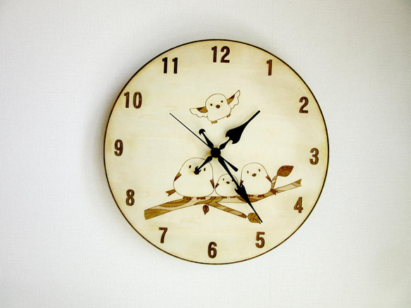シマエナガの時計（レーザー加工） 1枚目の画像