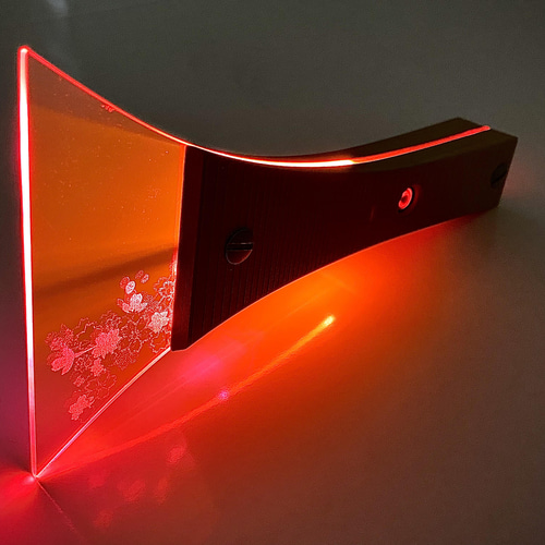 LED内蔵アクリル津軽三味線撥（バランス変更可能）桜刻印 USB充電