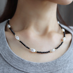 ワイヤーラリマーペンダントブラックスピネルネックレスNO25-1124 ワイヤーラリマーペンダントブラックスピネルネックレスNO25